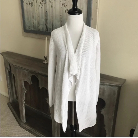Eileen Fisher Drape Front Linen Cardigan White Casual Minimalist Women’s Size XS - Picture 3 of 9